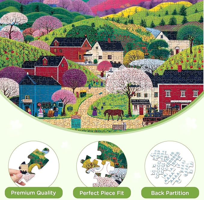 500 Piece Puzzle for Adults, Countryside Scenery Jigsaw Puzzle, Mountain Village Jigsaw Puzzles 500 Pieces, Challenging Activity Great Gift Idea for Family Friends Difficult Puzzles Size 20.5 x 15 in