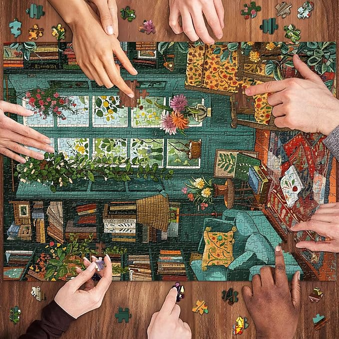 Cozy Study Puzzles for Adults 1000 Pieces, Jigsaw Puzzles for Adults 1000 Piece, Challenging Game Toys, Impossible Puzzle, Family Decoration Puzzle