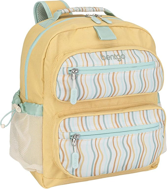 Bentgo Kids Backpack (Whimsy & Wonder Collection) - Lightweight 14’’ for School, Travel & Daycare - Ideal for Kids 4+, Durable & Water-Resistant, Roomy Interior, Loop for Lunch Bag (Wavy)