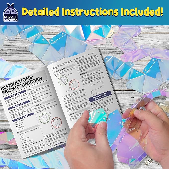 PURPLE LADYBUG PRISMIC Unicorn 3D Puzzle Craft Kit - DIY Light-Up Night Lamp for Kids, STEM-Inspired Creative Kit, Gifts for Ages 12-18, Birthday Gifts for Teens and Tweens