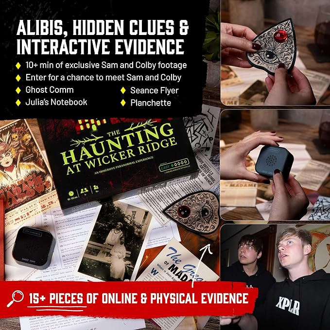Hunt A Killer x Sam and Colby: The Haunting at Wicker Ridge – Immersive Paranormal Mystery Game, 90–120 Min Playtime, Ages 14+, Perfect for Fans of Ghost Hunting and Supernatural Thrillers
