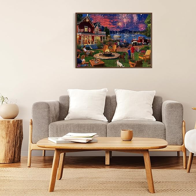 500 Piece Puzzles for Adults, Party Fireworks 500 Piece Jigsaw Puzzle, Recycled Cardboard Night View Puzzle, Fireworks Finale Puzzle for Adults, Great Gift for Family Friends, 20.5 x 15 in