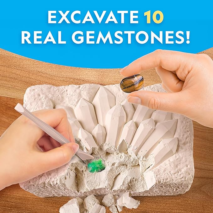 National Geographic Gemstone Dig Kit – Dig Up 10 Real Gemstones and Crystals, Science Kit for Kids, Gem Digging Kit, Gift for Girls and Boys, Mining Kit, Rock Collection