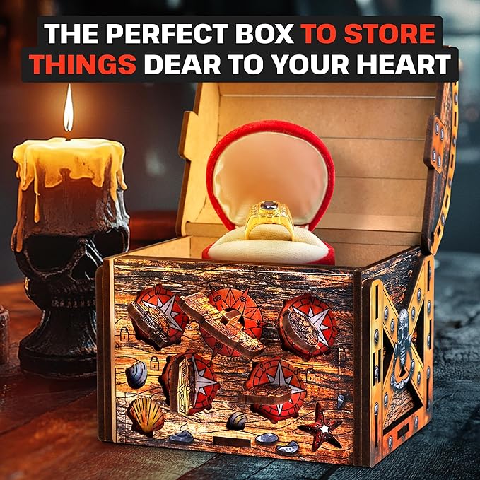 ESC WELT Art Pirate's Treasure Chest Puzzle Box - Escape Room in a Box - Nautical-Themed Brainteaser - 3D Puzzle Game for Adults & Kids - Unique Wooden Puzzle Box - Perfect for Family Fun and Gifts