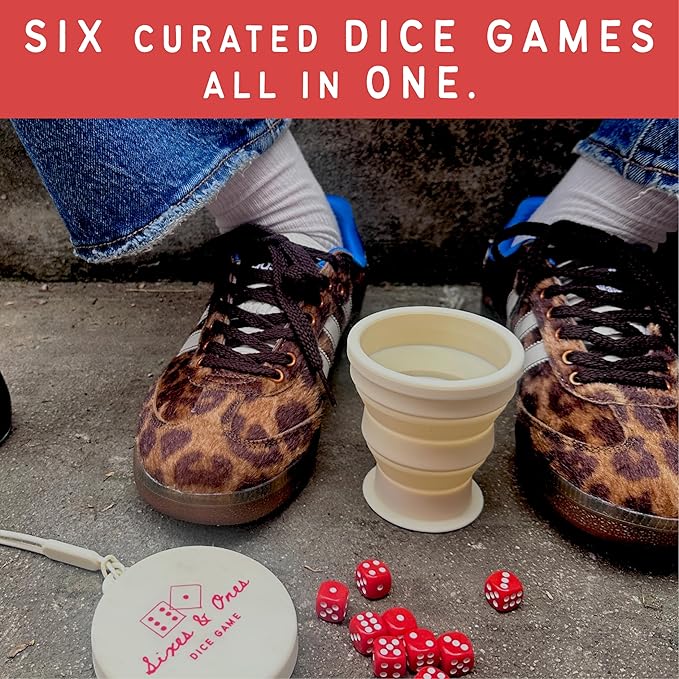 Vango Sixes & Ones Dice Game – 6 Curated Dice Games All in One, Expandable Rolling Cup to Play Anywhere – for Kids, Adults, Families, Travel, Perfect for Game Nights