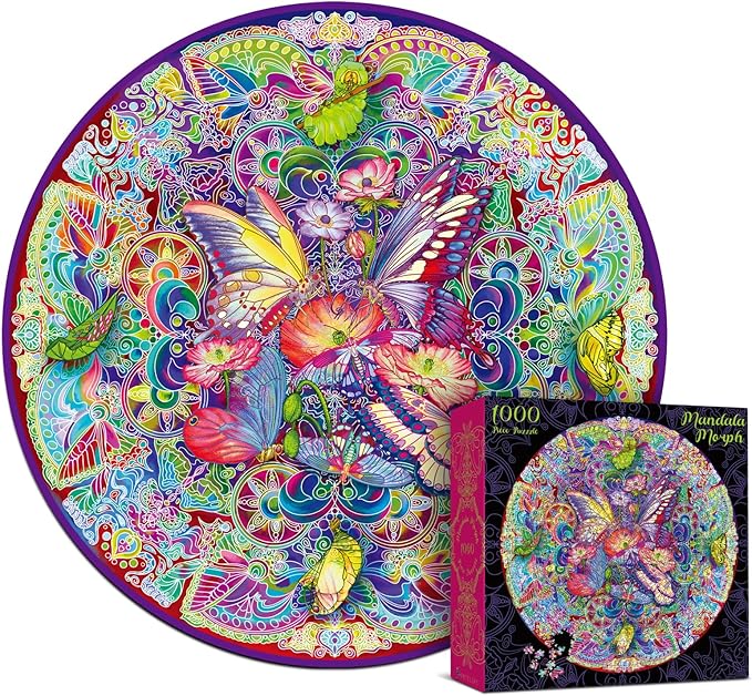 Antelope - 1000 Piece Mandala Puzzle for Adults, Mandala Morphe Jigsaw Puzzles 1000 Pieces,1000 Piece Round Puzzles, Butterfly Puzzles, High Resolution, Matte Finish, Smooth Edging, No Dust