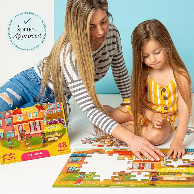 Upbounders® Fun Outside 48-Piece Puzzle for Kids Ages 4 5 6 7 8 | Jumbo Jigsaw Puzzle with Large Pieces & Storage Box | Preschool Puzzle Featuring Black Brown Children at Play