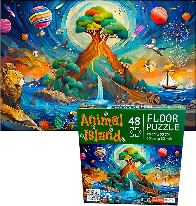 Puzzles for Kids, Animal Island 48 Piece Jigsaw Puzzle, Educational Toys, Animal Puzzle, for Kids Aged 4-8, Gifts for Boys & Girls