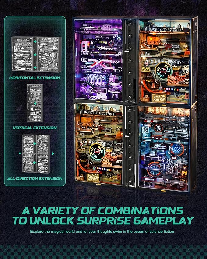 ROKR Marble Run Mechanical 3D Puzzles for Adults& Teens, DIY Miniature Model Building Kit, Parallel World Hip-Hop Street MR03S