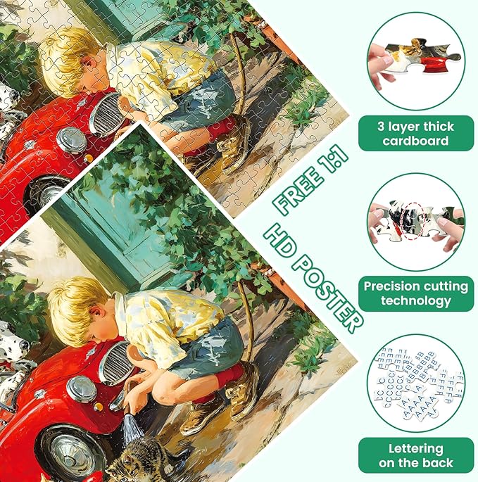 300 Piece Puzzle for Adults Puzzle, Cute Children Jigsaw Puzzle 300 Pieces, Funny Dog and Cat Jigsaw Puzzles for Adults Seniors, Fun Challenging Family Games Holiday Party Gifts 20.5×15 in