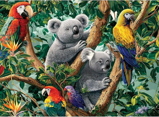 300 Piece Puzzle for Adults, Koalas and Parrots Colorful Jigsaw Puzzle, Relaxing 300 Piece Puzzle, Perfect for Family Game Night, Home Wall Decor, Ideal Gift for Adults, Kids, Seniors, 20.5 x 15 in
