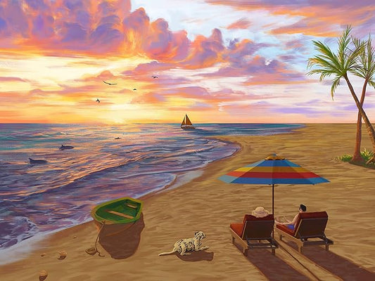 Large Piece Jigsaw Puzzle – Easy & Colorful, Dementia & Memory Activities for Seniors, Elderly Gifts, 48 Pieces, Beach Day