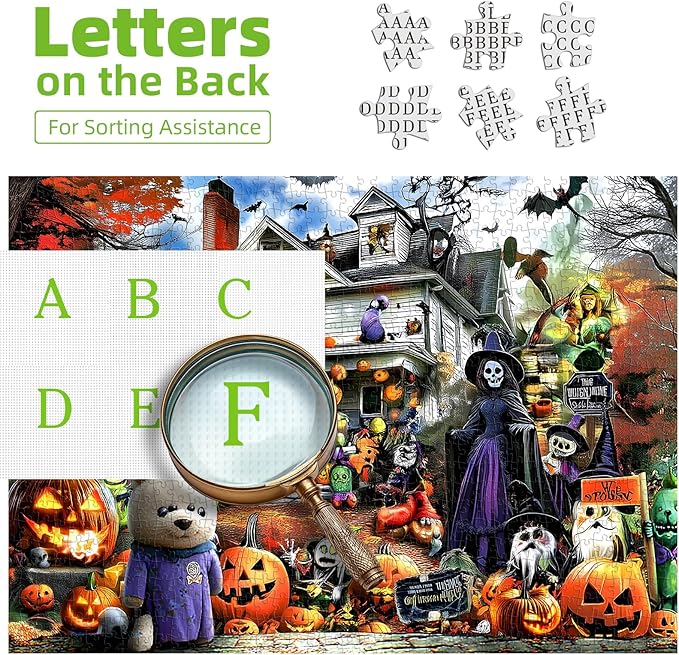 Halloween Haunted House Puzzle for Adults 1000 Piece Spooky Horror Jigsaw Puzzle Ghosts Bats Challenging Gothic Puzzle Scary Ghost House Fun Adult Games Halloween Party Decoration (27.6"x19.7")