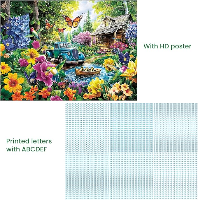 300 Piece Puzzles for Adults,Lake House Jigsaw Puzzle for Adults Kids Elderly,Large Piece Landscape Puzzle for Kids Age 8-10 10-12,Challenging Truck Bird Flower Puzzle,Family Game Great Gift 20.5x15in