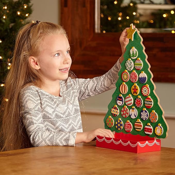 Melissa & Doug Wooden Advent Calendar - Magnetic Christmas Tree, 25 Magnets
