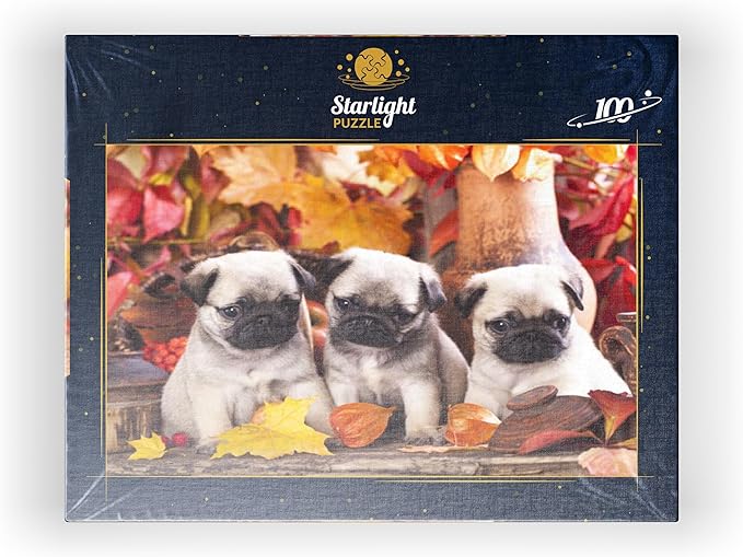 MyPuzzle Pug Puppies - Premium 100 Piece Jigsaw Puzzle - Made in USA