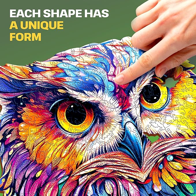ESC WELT Wooden Owl Puzzle 500 Pieces - Captivating Mind Entertainment for Teens and Adults - Fun and Environmentally Friendly Toy - Challenging Jigsaw Game - Wooden Puzzle