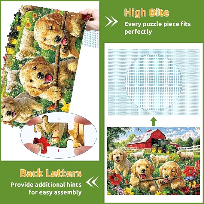 2 Pack 300 Piece Puzzle for Adults, Kittens Puppies Jigsaw Puzzle for Adults Teens,Large Piece Puzzle for Kids Ages 8-10 10-12,Glossy & Sturdy Pieces,Challenging Family Game Great Gift Idea,20.5x15 in