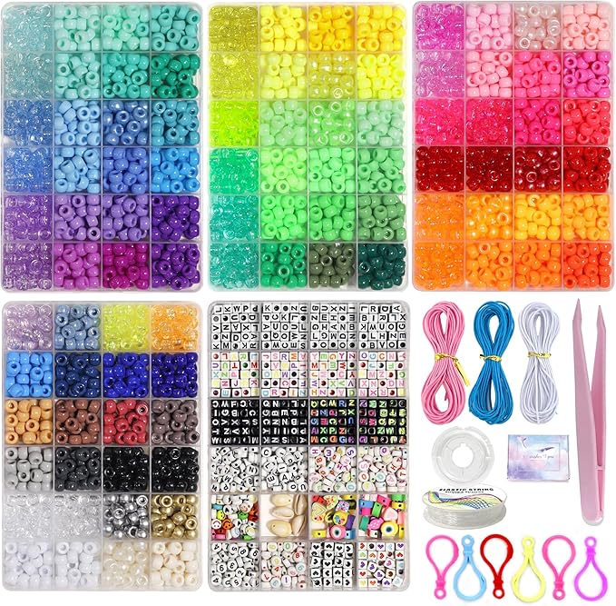 LIS HEGENSA Pony Beads Bulk,Kandi Beads for Necklace Jewelry Making Hair Braiding,Bracelets Making Kits,Hair Bead,Bracelet Beads,Plastic Beads for Crafts Braids Girls (96 Color,4500PCS)