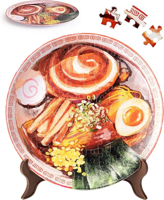 3D Puzzle Plate 124 Pieces - Soy Sauce Chashu Ramen - Jigsaw Puzzle for Adults, Decorative Plate with Durable Plastic Pieces, Ideal Gift for Home or Office Décor [PL1012]