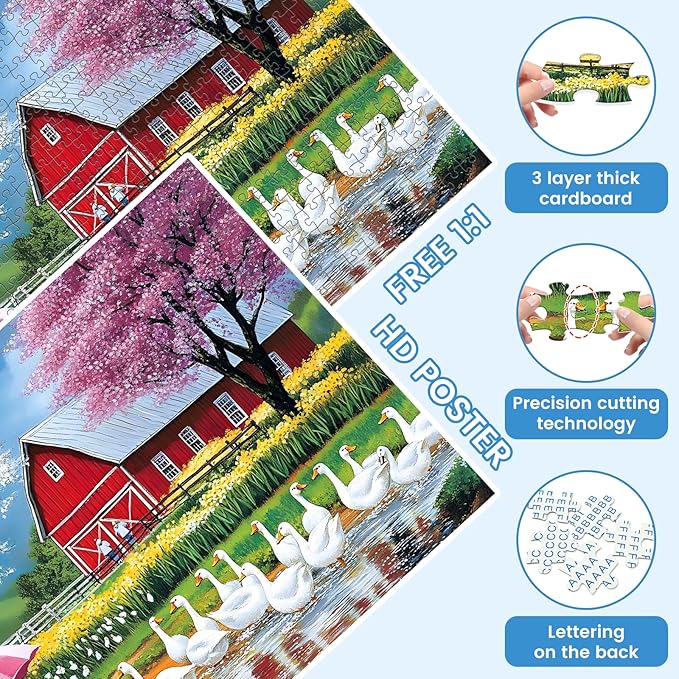 500 Pieces Jigsaw Puzzles for Adults, Farm Animal Puzzle for Adults Children Seniors, Children Playing on Rainy Puzzle 500 Pieces, Gift for Birthday, Home Decor, Fun for Family(20.5 * 15 in)