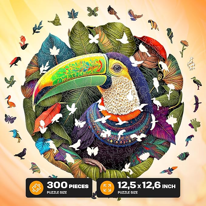 ESC WELT Wooden Toucan Puzzle 300 Pieces - Captivating Mind Entertainment for Teens and Adults - Fun and Environmentally Friendly Toy - Wooden Puzzle