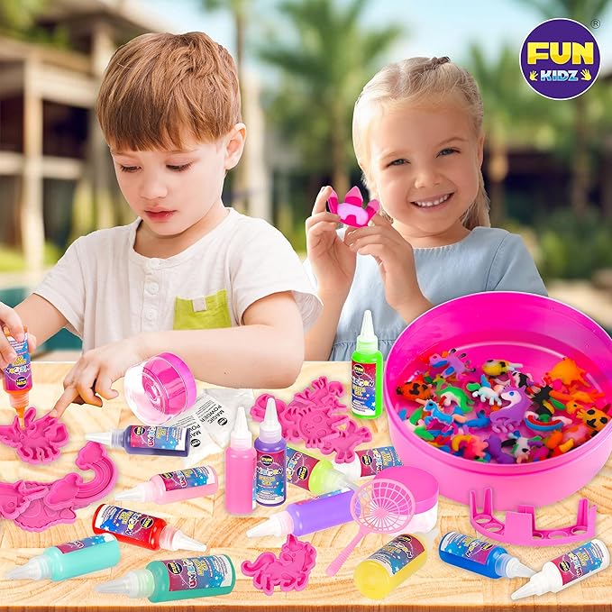 Unicorn Magic Grow Aqua Elves Kit, FunKidz Magical Water Elf Toys for Kids with 25 Colors Gel 16 Unicorn Molds to Make Over 100 Water Pets Crafts for Girls Boys Ages 3+