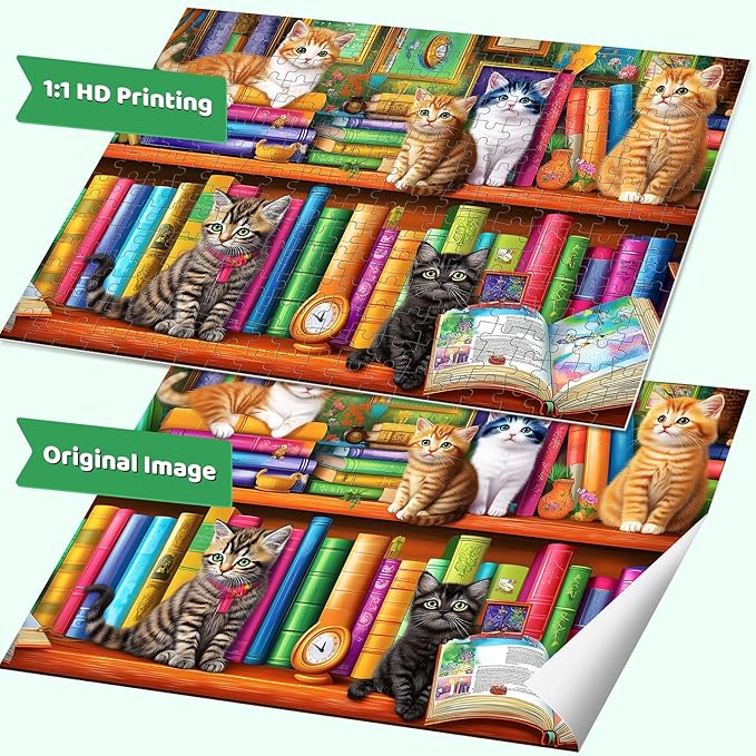 300 Piece Puzzles for Adults,Jigsaw Puzzles 300 Pieces Cat Aniamls Puzzle 300 Pieces Adult Jigsaw Puzzle Games Funny Puzzles for Adult Kids Senior Challenging Family Games Gift Toy