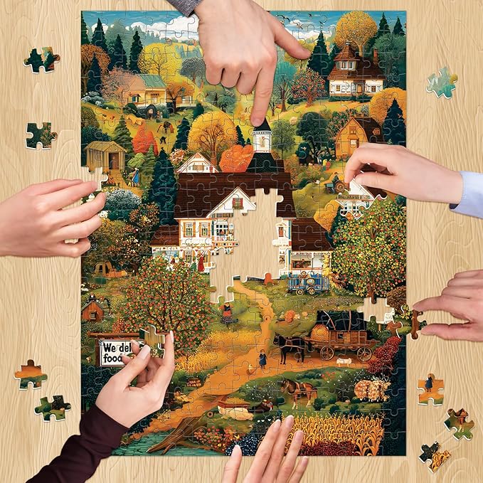 500 Pieces Puzzle for Adults, Warmth Mountain Jigsaw Puzzle for Adults, Harvest Farm Puzzle for Adults Kids Seniors, Challenging Game Home Decor Holiday Party Gift Toy 20.5×15 in