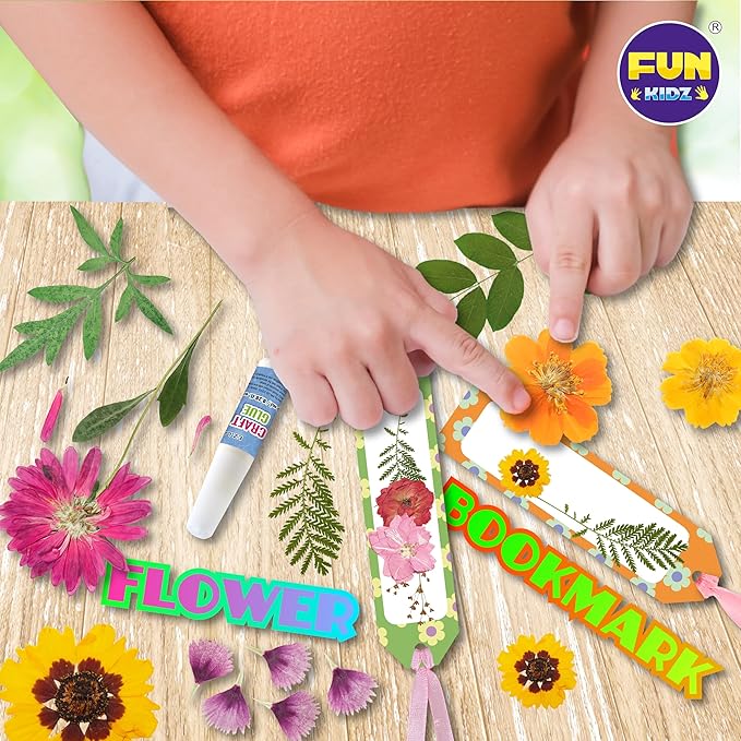 Creative Flower Press Kit for Kids, FunKidz 9 Layers Wooden Pressed Flowers Plants Art with Frames DIY Set Make Bookmarks Decorate Cards Craft Gift for Girls Boys