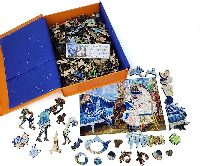 Wooden Puzzle for Adults - Uniquely Shaped Pieces - Made in The USA by FoxSmartBox - 220 Pieces - Children's Afternoon at Wargemont