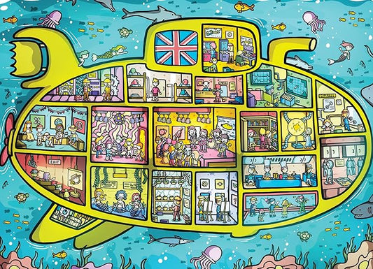 Cross & Glory - Sea of Green Voyage: British Invasion Beneath The Waves - 1000 Piece Jigsaw Puzzle for Adults & Kids 12+ | Fun 60s Themed | Underwater Adventure