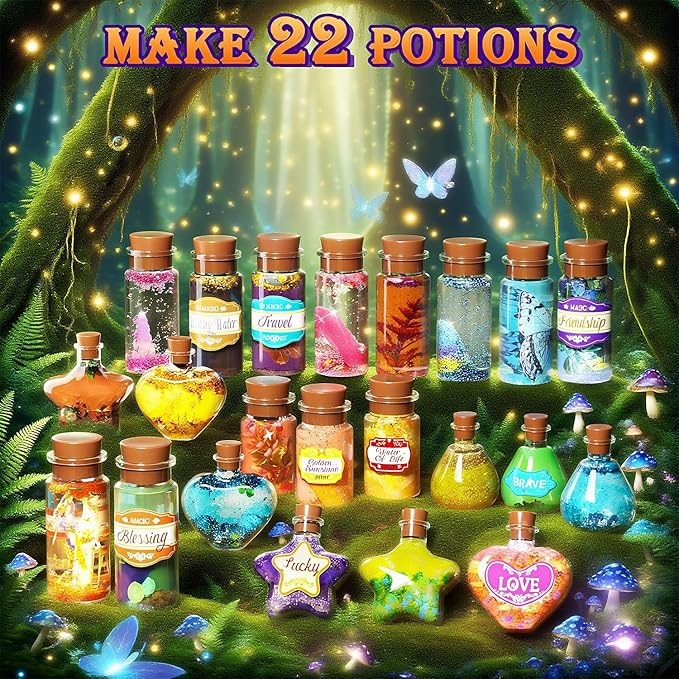 Fairy Magic Potions Kit for Kids, Magic Mix Kit Wizard Witch's Bottles Mystery Potions Craft Toys, Arts and Crafts for Kid Ages 6 7 8 9 11 12+ Years
