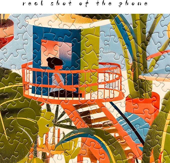 Shapes Jigsaw Green Tree House Puzzles for Adults 1000 Pieces, Unique Shaped Hard Puzzle with Color on Back, Plants Puzzle for Game Night Family Friend, 19.2 x 26.6 Modern Nordicism Art