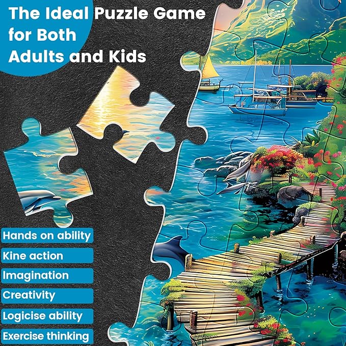 300 Piece Puzzles for Adults, Jigsaw Puzzles 300 Pieces Dolphin Puzzles Recycled Cardboard Paper Puzzles Challenging Puzzle Pieces Games for Kids Adults 20.5 * 15IN