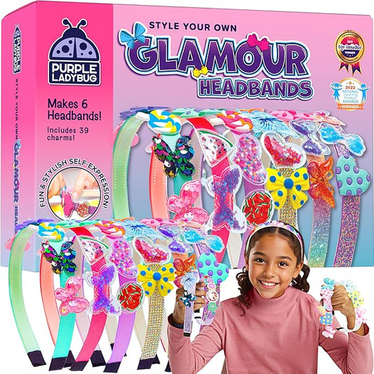PURPLE LADYBUG DIY Headband Making Kit - Crafts for Girls Ages 6-8, 5-9 Years Old Girl Gifts, Birthday, Hair Accessories, Fun Summer Activities for Kids, Christmas Gifts for Girls