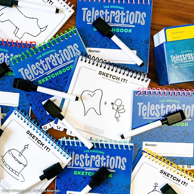 USAOPOLY Telestrations 8 Player 2nd Edition Board Game, Award Winning Hilarious and Unpredictable Must Have Party Game with a New Look, Sketch What Your Read Then Guess What You Saw, 4-8 Players