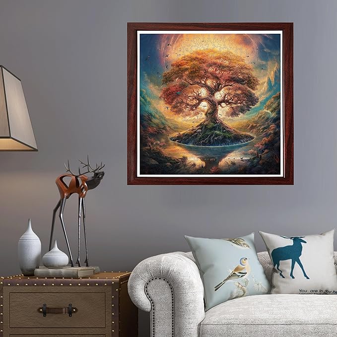 Wooden Jigsaw Puzzle for Adults and Kids Unique Shape Wood Colorful Beautiful Box Fun Challenge Brain Health Family Game Creative Gift for Friends Rompecabezas Madera(Tree of Life 200pcs)