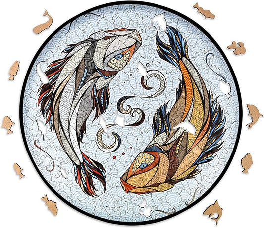 EWA Home Décor – Kois Small 80 Pieces – Wooden Jigsaw Puzzle for Adults – Perfect for Artistic Home Decoration and Mindful Relaxation