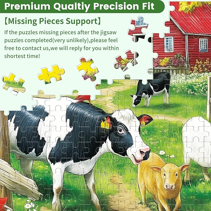 300 Pieces Jigsaw Puzzles for Adults, Pasture Cows Puzzle for Adults Children Seniors, Brid Puzzle 300 Pieces, Gift for Birthday, Home Decor, Fun for Family Entertainment(20.5 * 15 Inch)