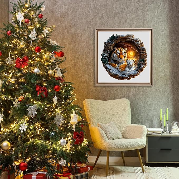 Wooden Puzzles for Adults - Tiger Family Wooden Jigsaw Puzzle - Unique Shape 3D Vision Wood Puzzles Adult - Christmas Birthday Gifts for Adults/Friends/Family - 290pcs 13.4 * 13.3in