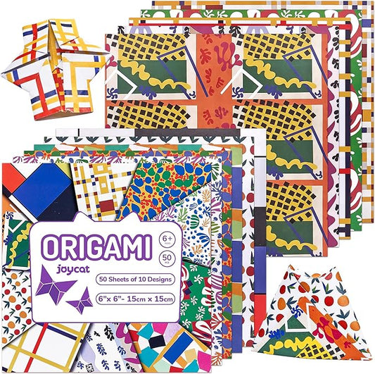 Origami Paper 6x6 Inches - 50 Sheets - Vintage Masterpiece Oil Painting & Impressionist Art, Double-Sided Folding Paper for Adults, Artists & Kids - Ideal for Scrapbooking, Card Making and Crafts