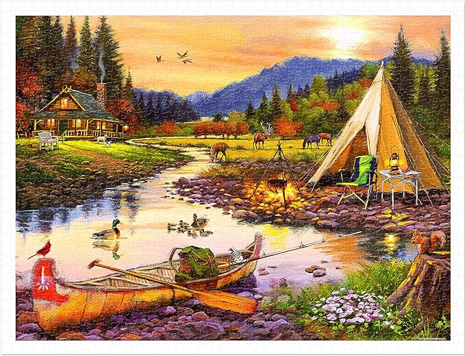 PieceRelax Plastic Jigsaw Puzzles for Adults 1200 Pieces - The Macneil Studio - Golden Haven Camp Most Satisfying Table Games and Gifts No Puzzle Mat Required [H3665]