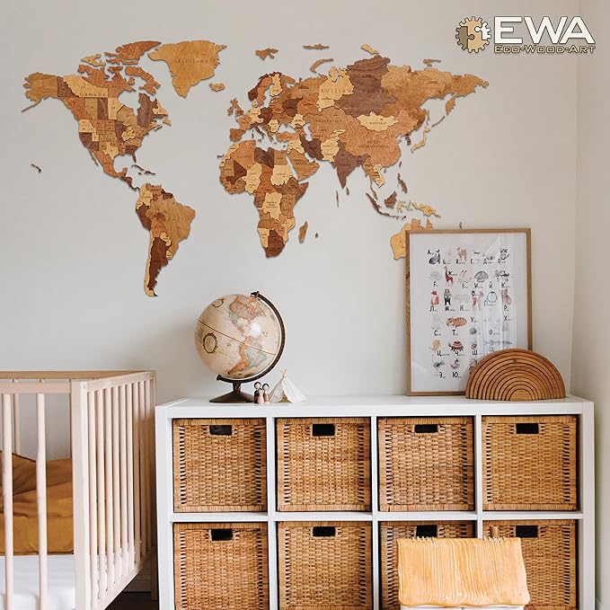 EWA Eco-Wood-Art - Wooden Puzzles for Interior and Design - World map - Souvenir, Gift, Kitchen, Home Decor, Interior (Untouched Worlds 126 Pieces)