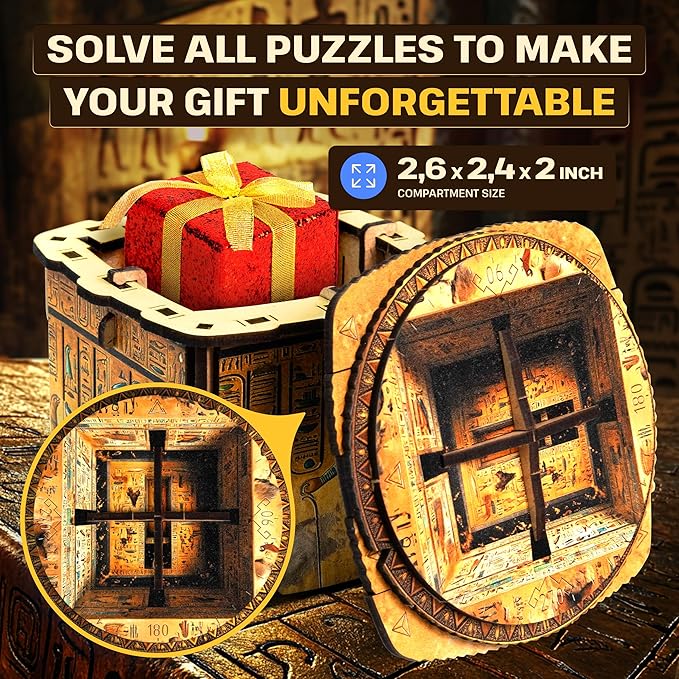 ESC WELT Secret Art Lock Box - Creative Gift Box with Printed Design - 3D Wooden Puzzle Box with Lock Mechanism - Gift Box for Money, Vouchers, Gift Cards - Unique Gift for Teens and Adults