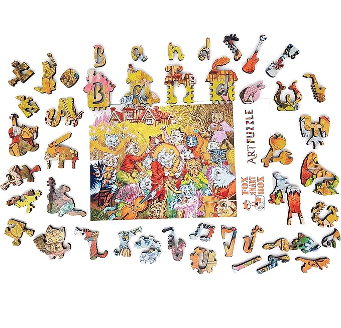 Wooden Puzzle for Adults - Uniquely Shaped Pieces - Made in The USA by FoxSmartBox - 235 Pieces - and The Band Plays on!