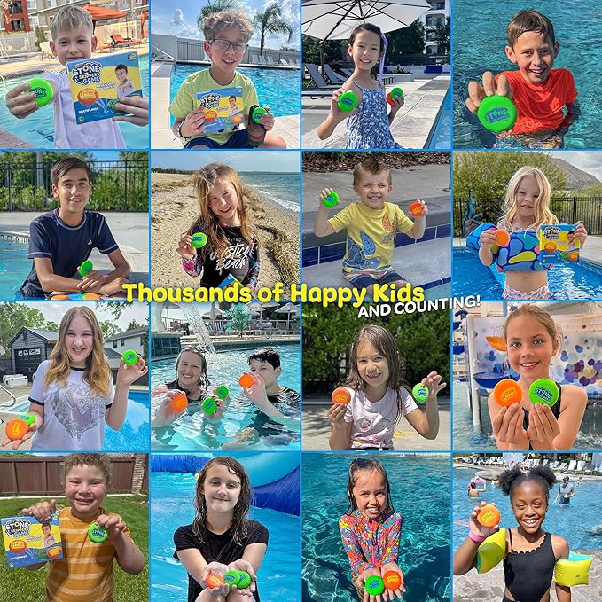Soft Stone Skippers Game – Fun Pool Toys for Kids All Ages - 4 Pack Water Skipping Discs Set – Best Beach Games Gifts for Boys & Girls Ages 5 6 7 8 9 10 11 Year Old & Up - Water Bouncing Skip Ball Toy