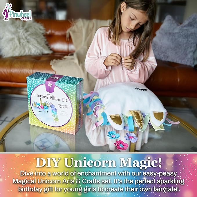 Unicorn Pillow Kit & Mermaid Jewelry Box Kit Bundle - Fun DIY Arts and Crafts Project for Kids Ages 6 7 8 9 10 11 12 - Great Gifts for All Occasions