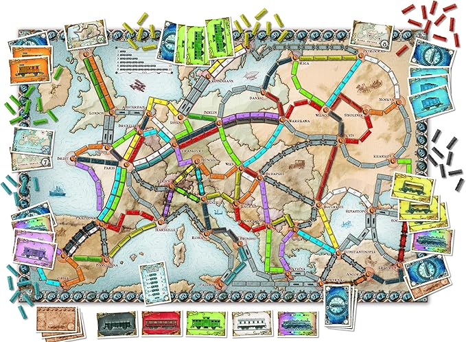 Asmodee Ticket to Ride Europe Board Game - Embark on a Railway Adventure Across The Continent! Fun Family Strategy Game for Kids & Adults, Ages 8+, 2-5 Players, 30-60 Min Playtime
