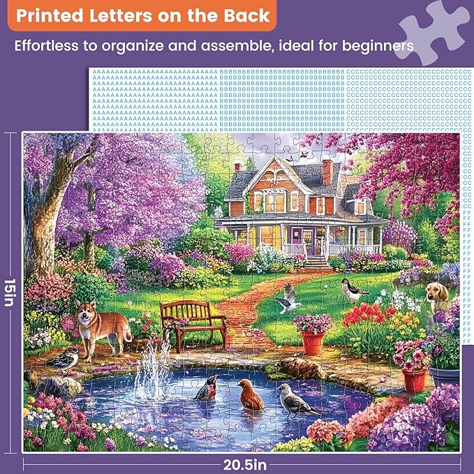 300 Piece Puzzle for Adults,Beautiful Spring House Puzzle for Adults Kids Seniors,Large Piece Landscape Animals Puzzles for Kids Ages 8-10 10-12,Challenging Puzzles Perfect for Game Nights,20.5*15 In